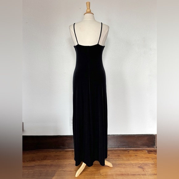 Vintage 90s Black Velvet Goth Witchy Maxi Dress - Picture 3 of 12